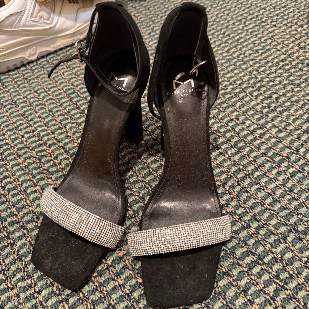 Marc Fisher Black Heels with Silver Accents